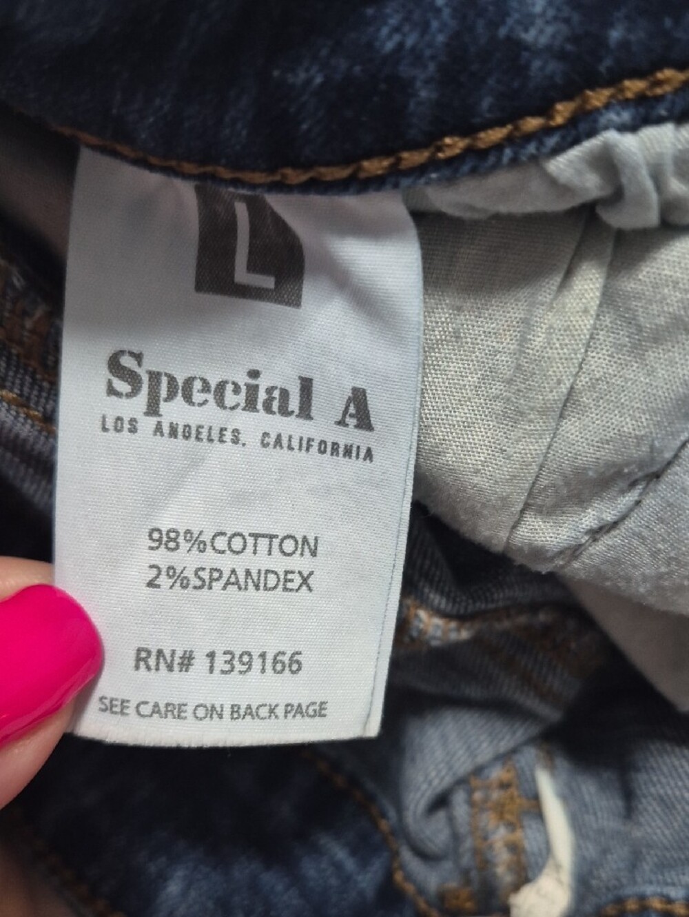 Special A Dark Blue Denim Roll-Cuff Distressed Casual Shorts Womens Size Large - Picture 5 of 8